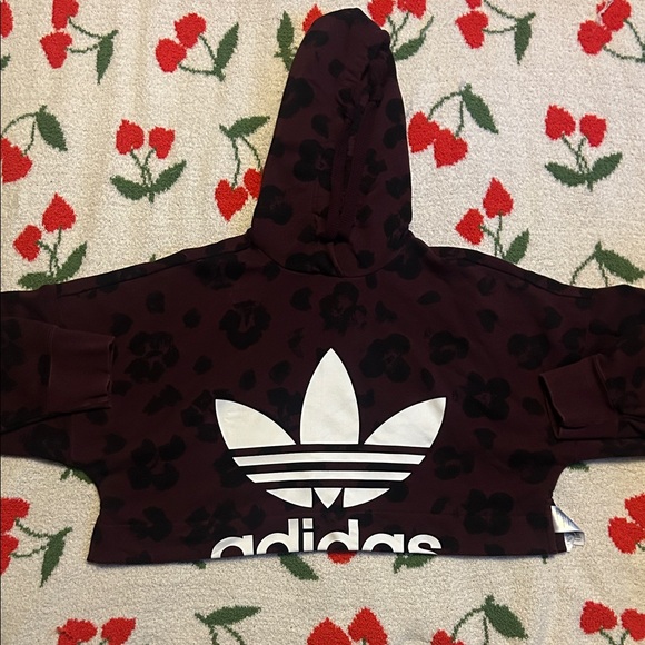 adidas Tops - Adidas Maroon Hoodie with White Logo